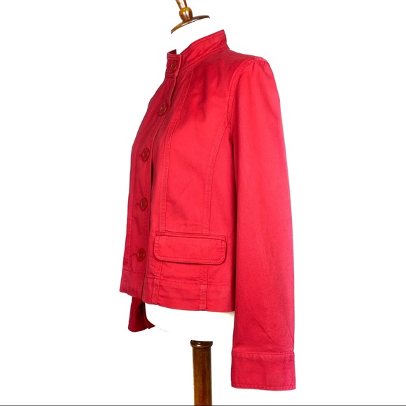 Jones New York Sport Stretch Button Front Blazer Red Cotton Medium - Picture 1 of 8